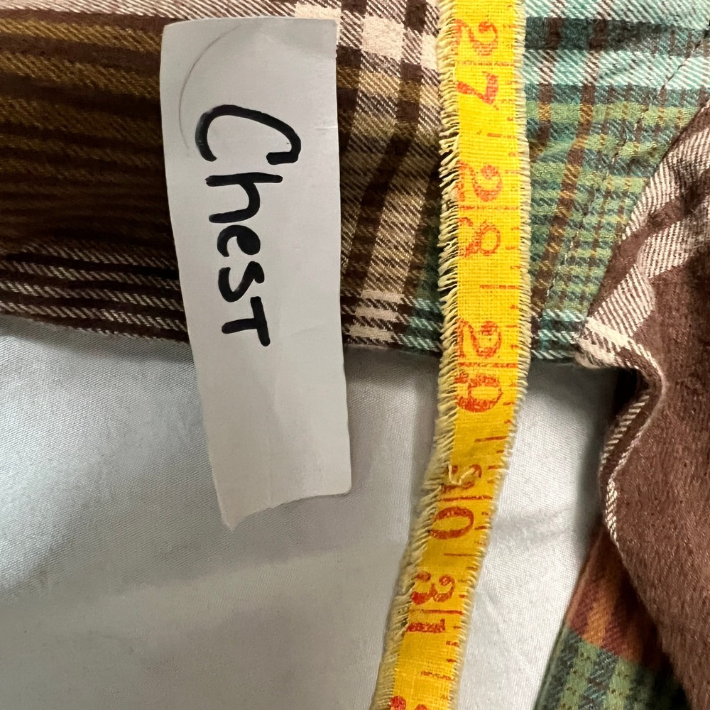 Cato Plaid‎ Western Fringe Shirt Jacket Shacket Heavyweight XL Brown Green Style - Picture 8 of 12